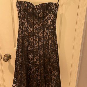White House Black Market Strapless Black Lace Dress 4
